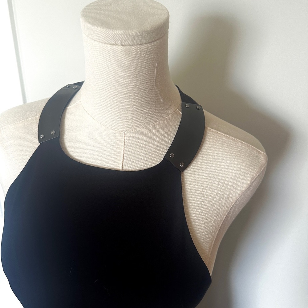 Halston Heritage cocktail dress with metal collar detail
